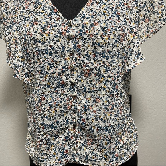 Madewell Carmelina Flutter-Sleeve Top in Blossoming Vines Size 6 - Picture 3 of 7